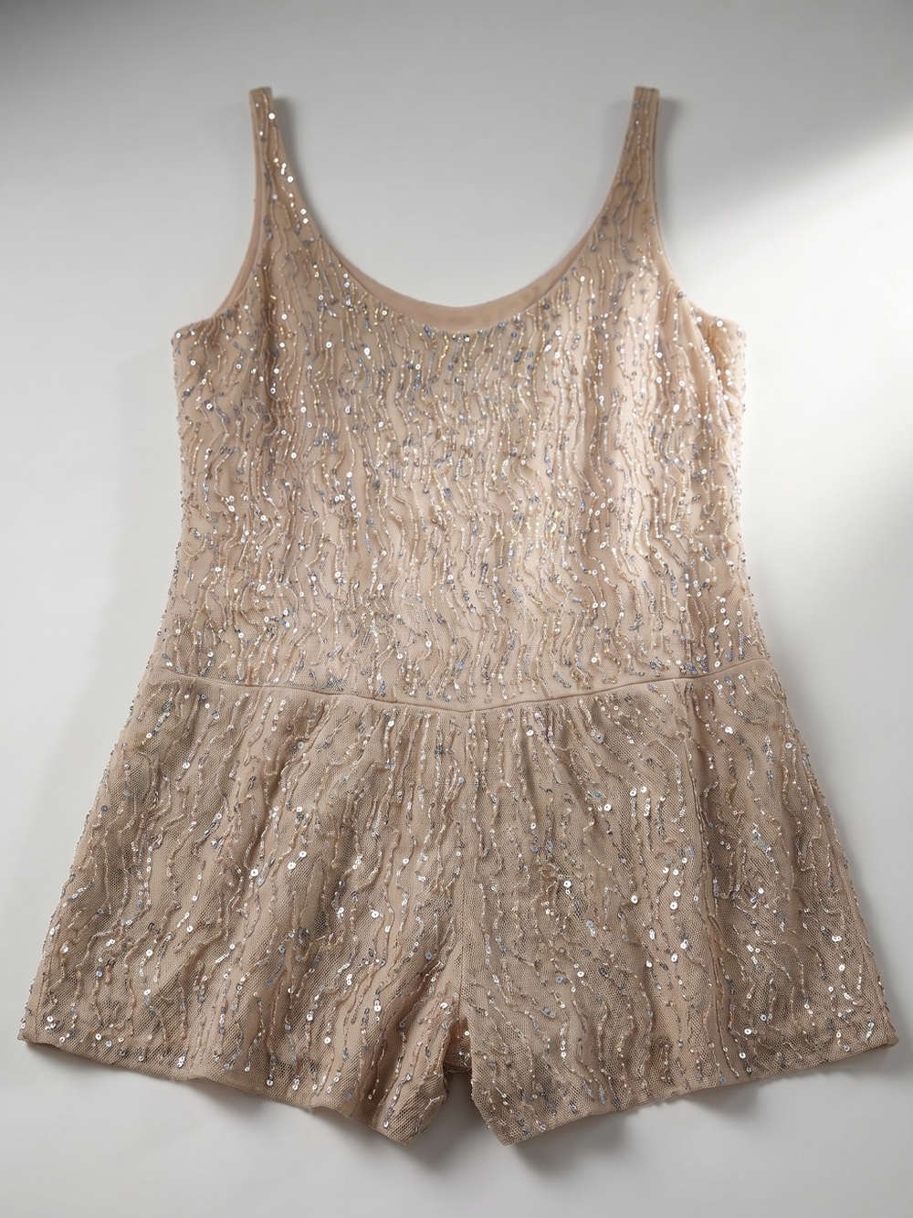 Zara Sequin Beaded Romper Champagne Gold Beige Size Medium !NEW!
